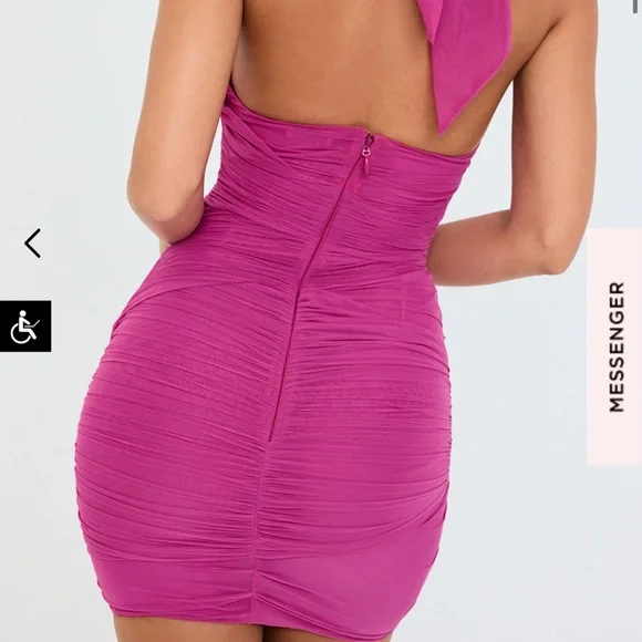 MISTRESS ROCKS MAGENTA HALTER MINI DRESS - Picture 6 of 8